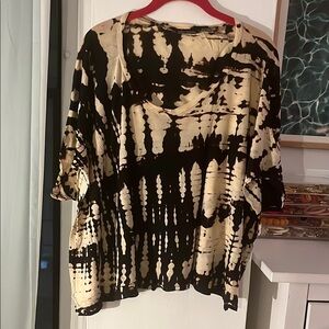 Ella Moss Black and Cream 3/4 Sleeve Oversized Blouse
